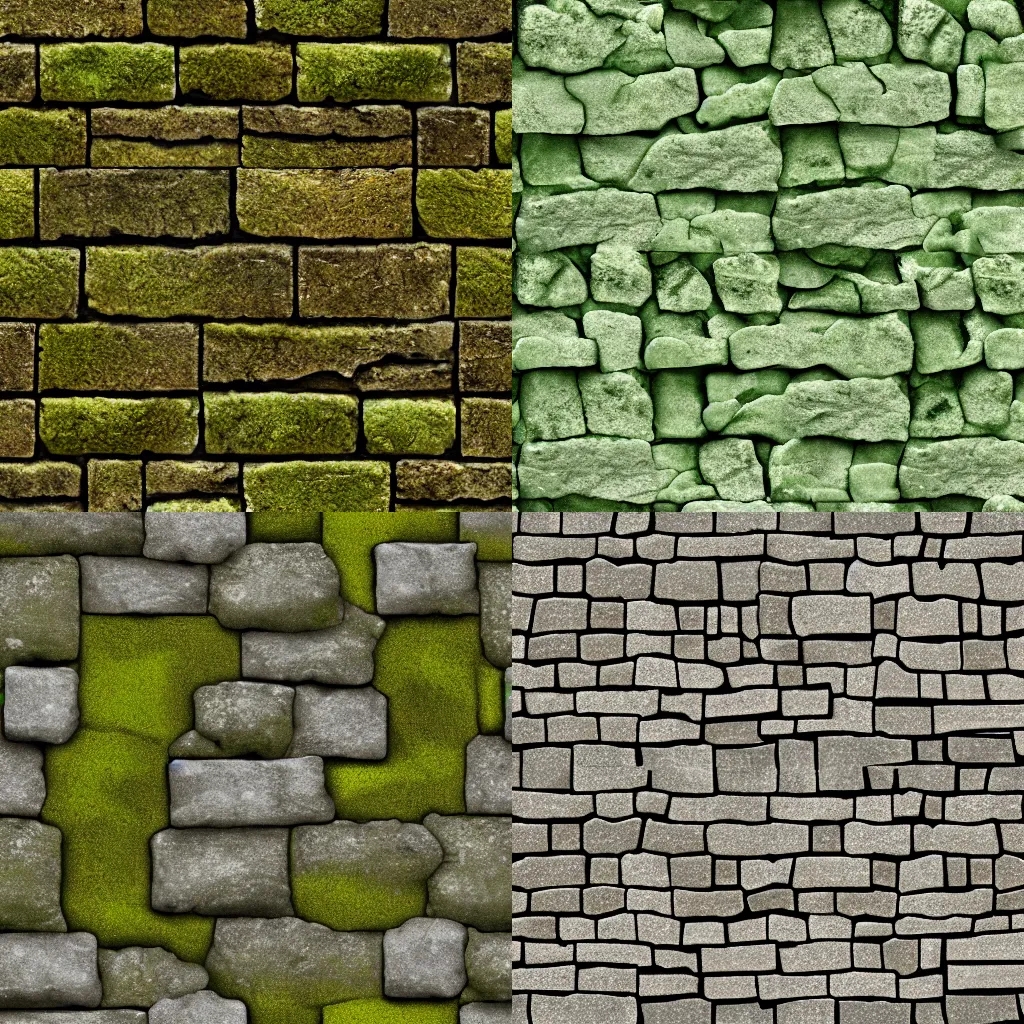 Prompt: mossy cobblestone wall texture