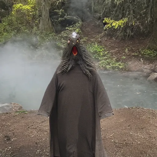 Image similar to photograph of a wizard lizard man at oregon hotsprings