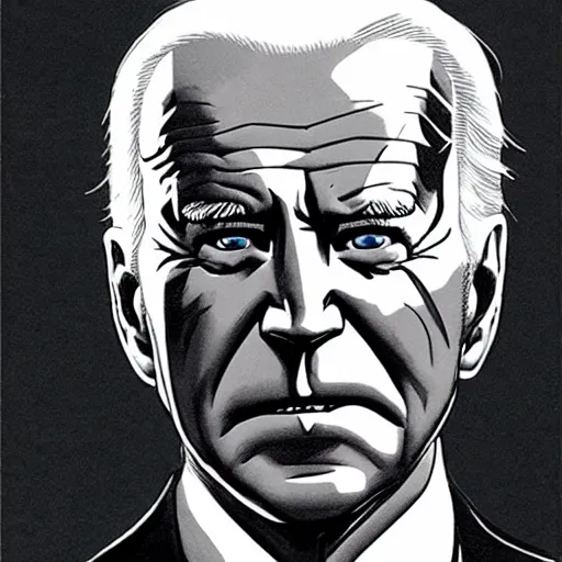 Image similar to Joe Biden looking sinister, by Tsutomu Nihei, highly detailed