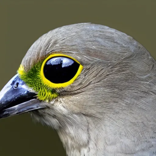 Image similar to extremely detailed cartoon bird looking directly into camera