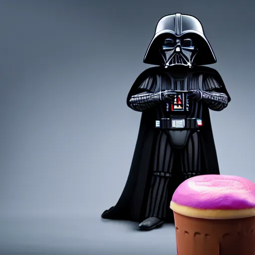 Image similar to darth vador working at dunkin donuts , 8k cinematic lighting, very sharp detail, anatomically correct