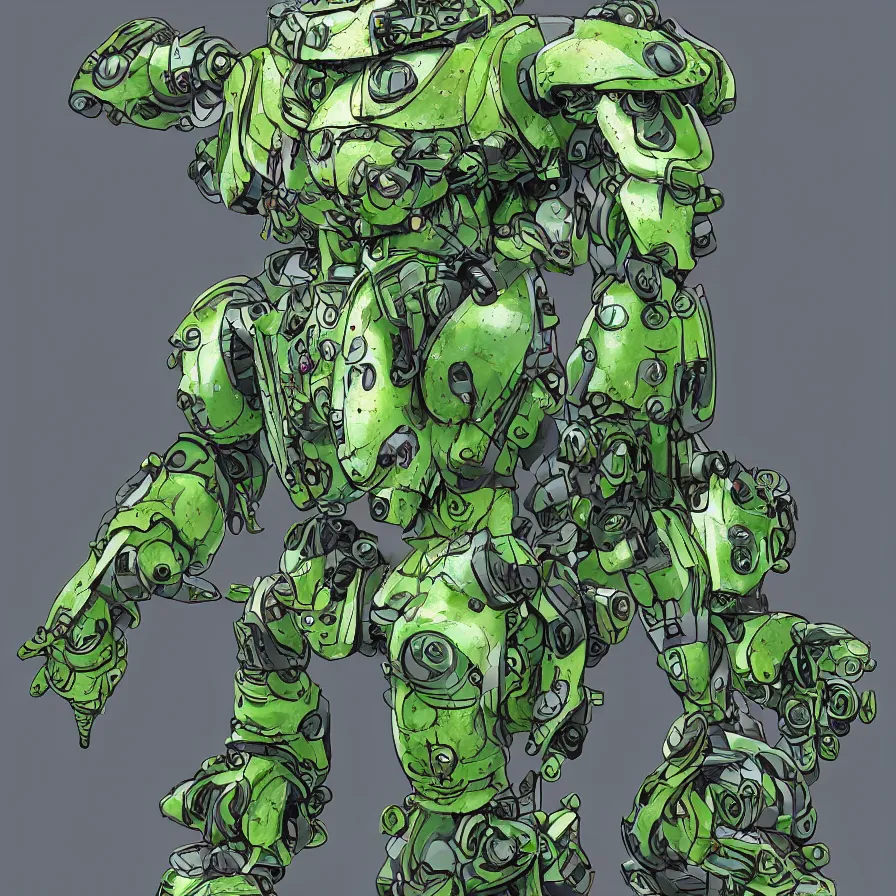 Image similar to waterlily themed amphibious power armor. mobile suit textured like water lettuce, top half is mecha nymphaea flower petals being robotic limbs, waterlily pads, sculpted metal, biomechanical, hyperdetailed, bandai box art, 8 k hd resolution, behance hd artstation. # power armor pistia playing waterlily pad tentacles, 8 k hd resolution