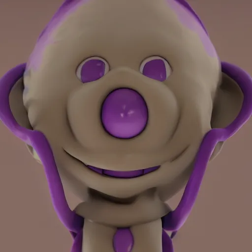 Image similar to purple clay homunculi staring at the camera, cute, octane render