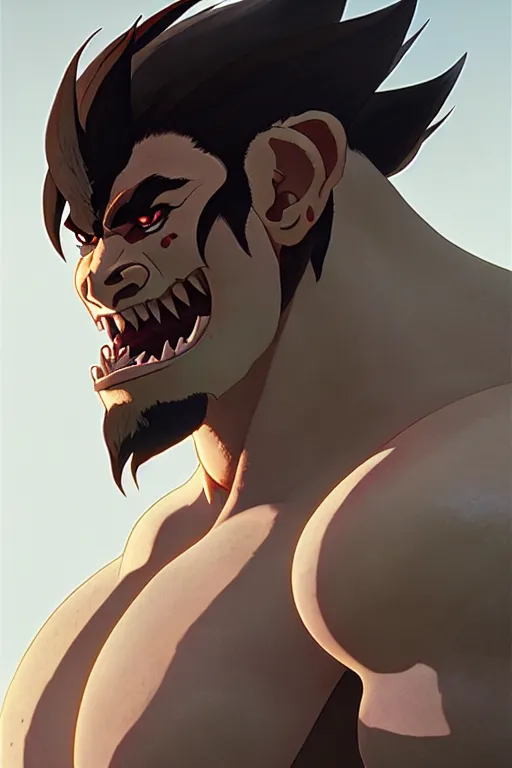 Image similar to orc barbarian male, finely detailed perfect face, exquisite details, earth magic, mid view, design on a white background, by studio muti, greg rutkowski makoto shinkai takashi takeuchi studio ghibli