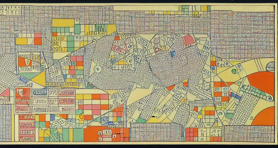 Image similar to isometric miniature map dashboard with time series charts, pie plots and other modern graphics, with small creatures on it. monografia by diego rivera and egon schiele