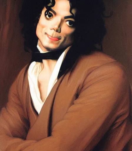 Image similar to portrait of michael jackson by frederic leighton, high quality, high detail