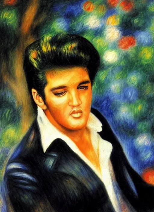 Prompt: oil painting of elvis presley by renoir