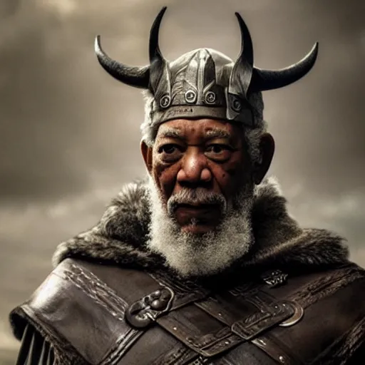 Prompt: profile photo of morgan freeman in a dark viking hood playing odin all father from the thor movie, highly detailed, cinematic shot, cinematic lighting, 8 k, exquisit facial detail