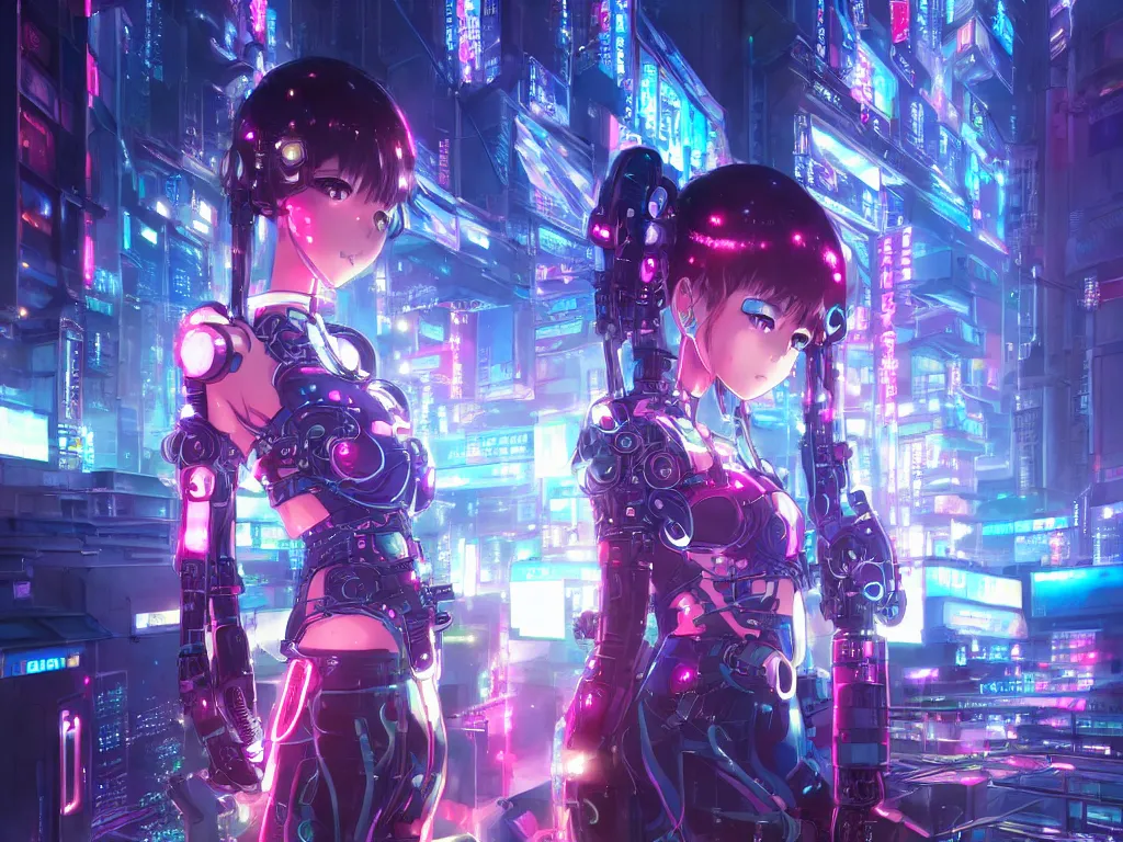 Image similar to anime key visual of futuristic cyber warrior girl, on cyberpunk neon light tokyo rooftop, ssci - fi and fantasy, intricate and very beautiful, highly detailed and digital painting, concept art, smooth, illustration, art by liya nikorov, rongzhen luo and rossdraws and huaixuan xiang and wlop