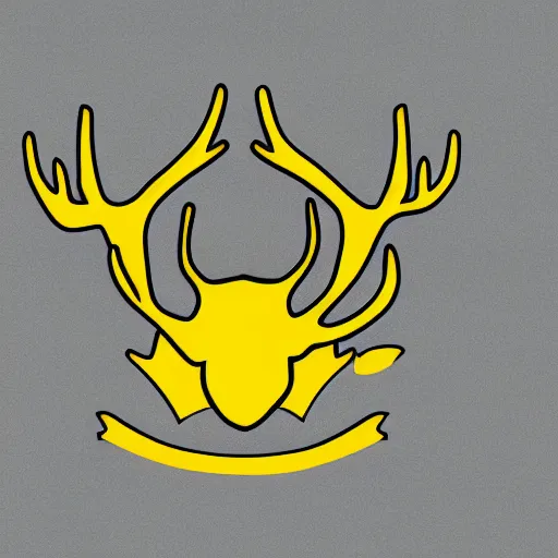 Image similar to a yellow moose logo with maple leaf shaped antlers, graphic design, logo