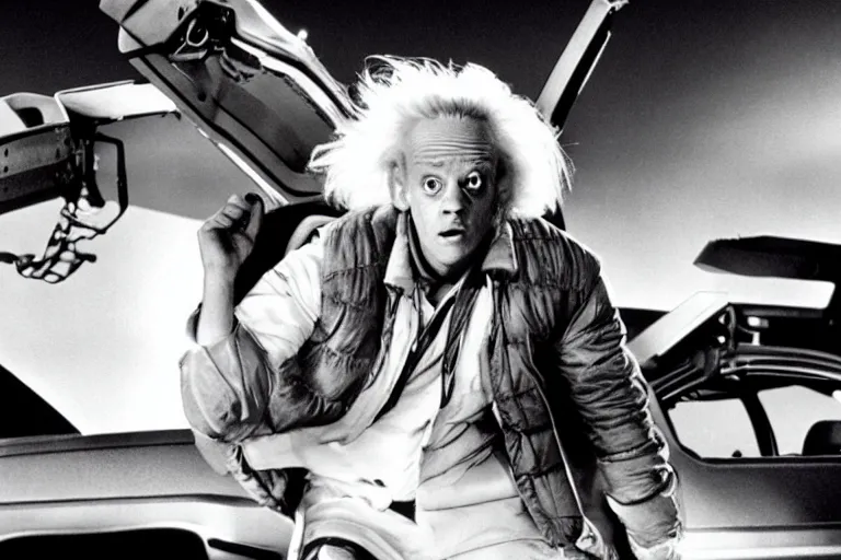 Image similar to movie still ( back to the future ), doc brown