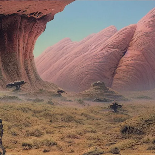 Prompt: finely detailed photorealistic exotic alien landscape by John Schoenherr and Jim Burns