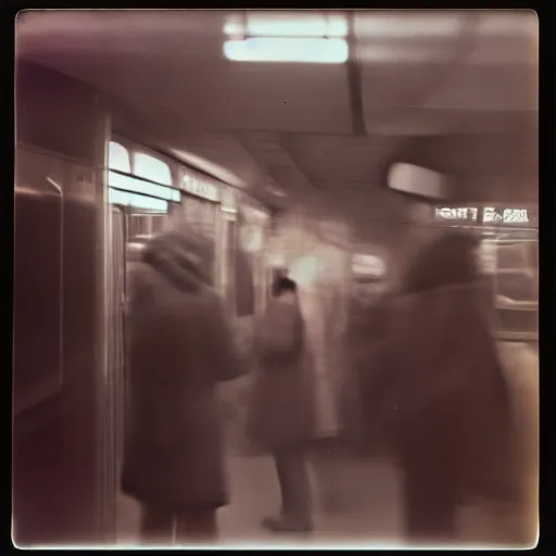 Image similar to polaroid 1979 Toronto subway