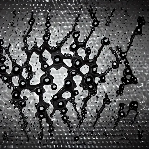 Image similar to Ferrofluid, programmable black goo, organic liquid metal, alien bioweapon