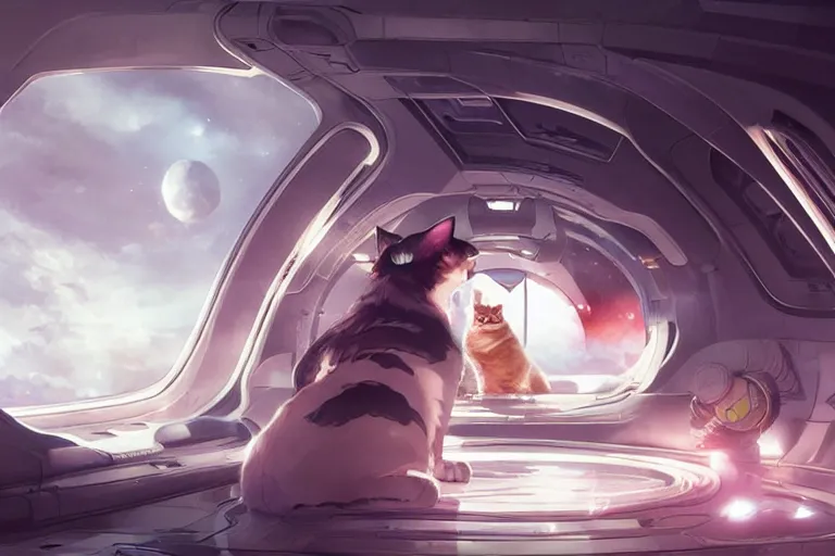 Prompt: neko woman with cat ears in a futuristic spaceship, detailed digital art, futuristic, vector art, by greg rutkowski, by artgerm, by yoshitaka amano, dynamic lighting