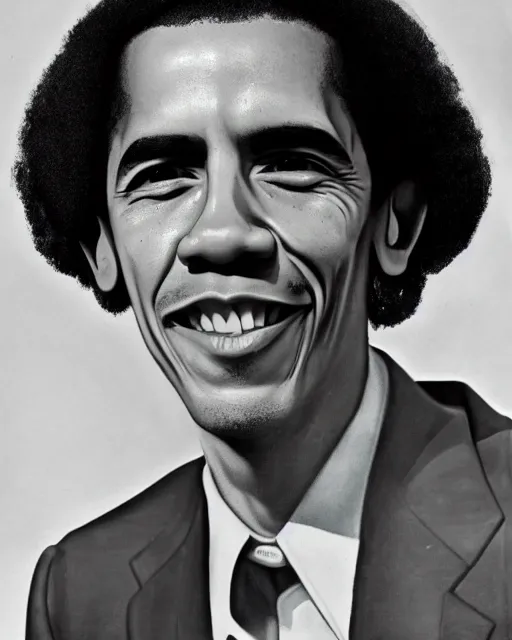 Image similar to a portrait of a 1 9 6 0 s hippie looking like barack obama
