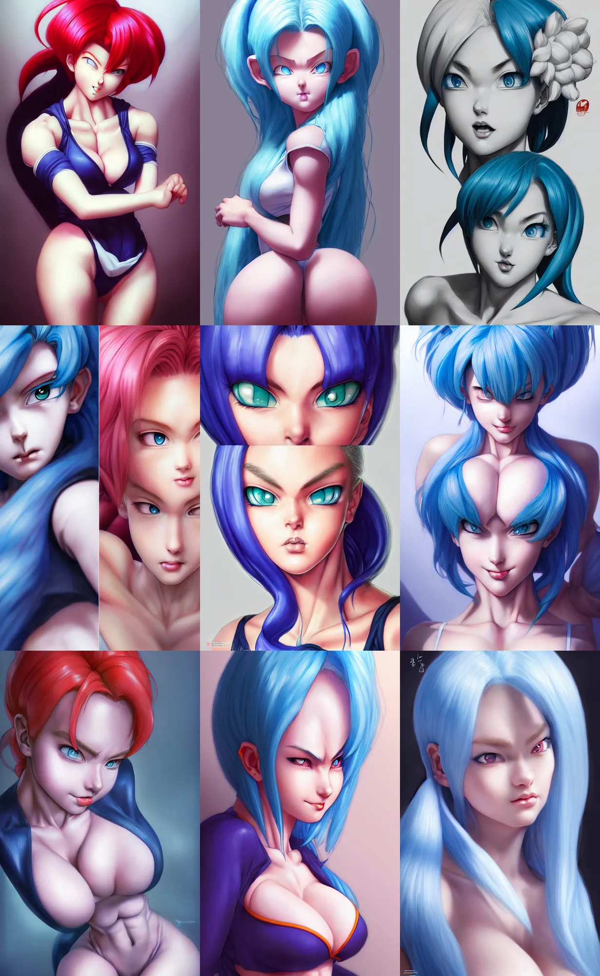 Prompt: gorgeous!! hyper - realistic giant woman resembling bulma + felicia from darkstalkers | drawn by artgerm, drawn by wlop, drawn by jeehyung lee | intricate, high detail, ultra graphics, photorealistic, symmetrical, cinematic, smooth, sharp focus, character design, expressive, cute, beautiful!!