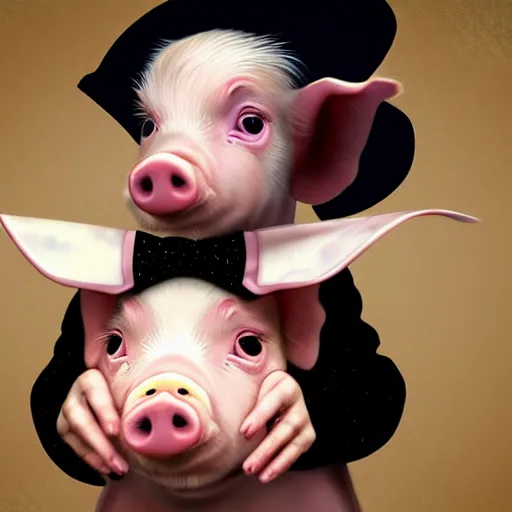 Prompt: epic professional digital airbrushed portrait art of a cute baby piglet dressed as a magician,, best on artstation, cgsociety, wlop, Behance, pixiv, cosmic, epic, stunning, gorgeous,, masterpiece by Dorian Cleavanger and Stanley Lau,