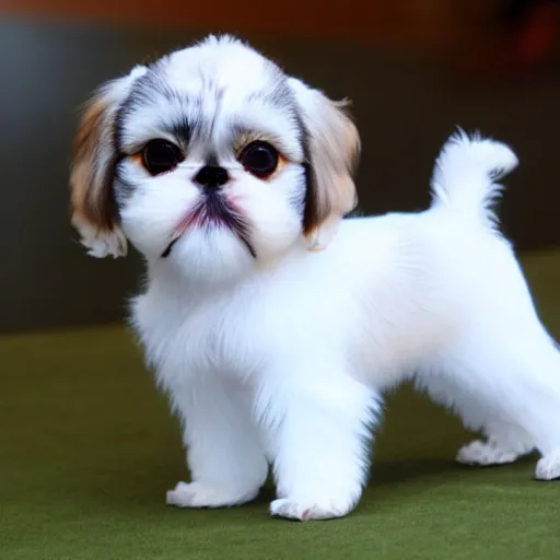 Prompt: a cyborg shih tzu puppy, 8 k