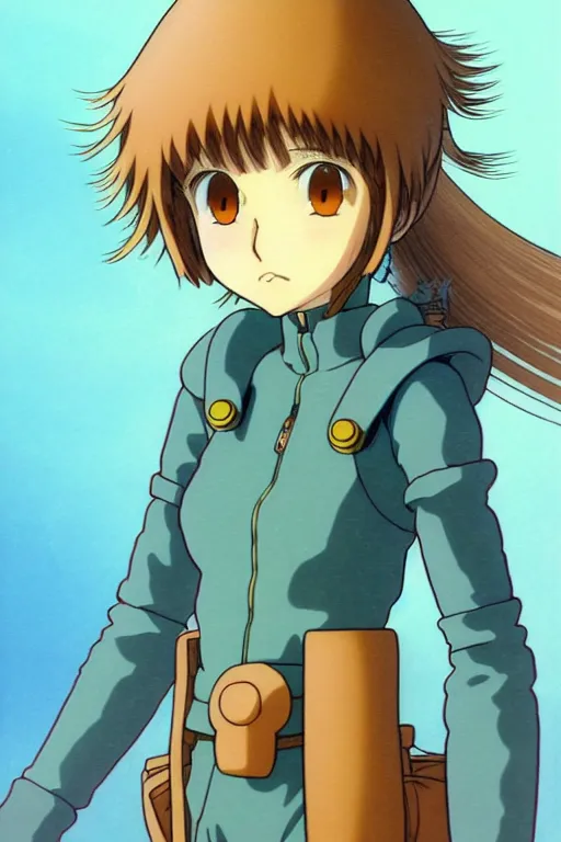 Image similar to anime art full body portrait character nausicaa by hayao miyazaki concept art, anime key visual of elegant young female, short brown hair and large eyes, finely detailed perfect face delicate features directed gaze, forest background, trending on pixiv fanbox, studio ghibli, extremely high quality artwork by kushart krenz cute sparkling eyes