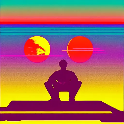 Image similar to retro box cover art of a synthwave car sitting in front of a sunset in miami, 8 0's vhs box cover art, retro, painting