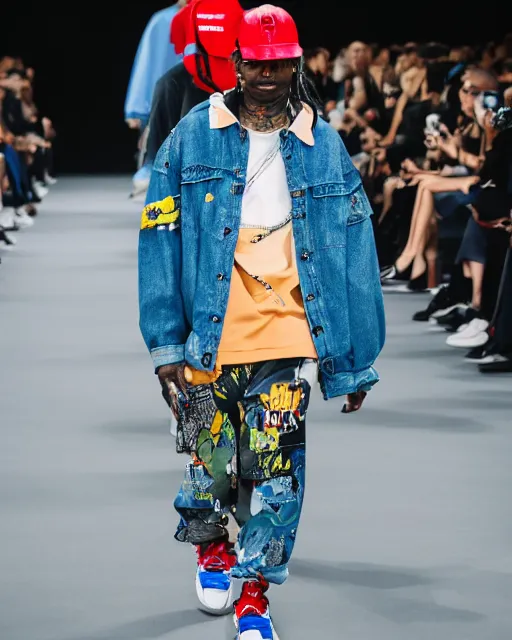 Image similar to hyperrealistic and heavy detailed 2321s POKEMON balenciaga runway show of lil wayne, Leica SL2 50mm, vivid color, high quality, high textured