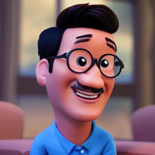 Prompt: markiplier as a pixar character, animated film still, stylized