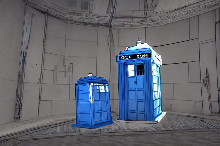 Prompt: tardis in portal 2