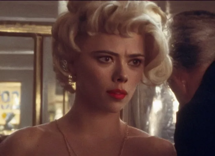 Prompt: movie still of a scarlett johannson with a very big bust in goodfellas, directed by martin scorsese