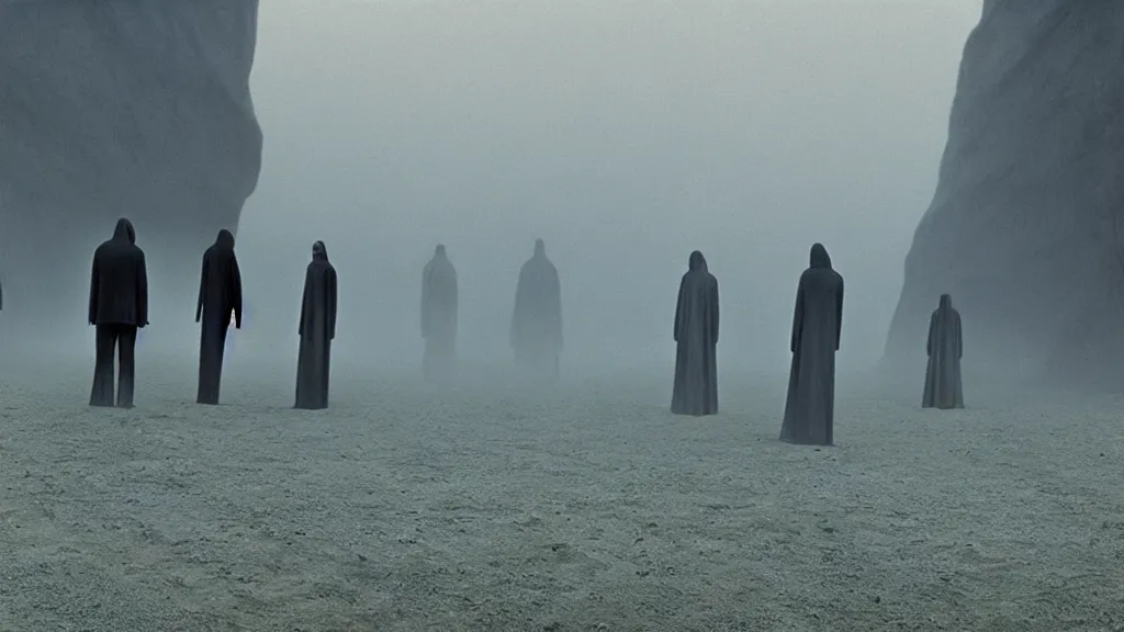 Image similar to people forgot where they came from, i'm here to remind them, film still from the movie directed by denis villeneuve and david cronenberg with art direction by salvador dali and zdzisław beksinski, wide lens