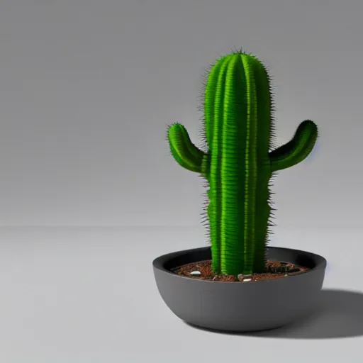 Prompt: a cactus designed by dieter rams, 3 d render, unreal engine 5, cinematic lighting, high detail product photo