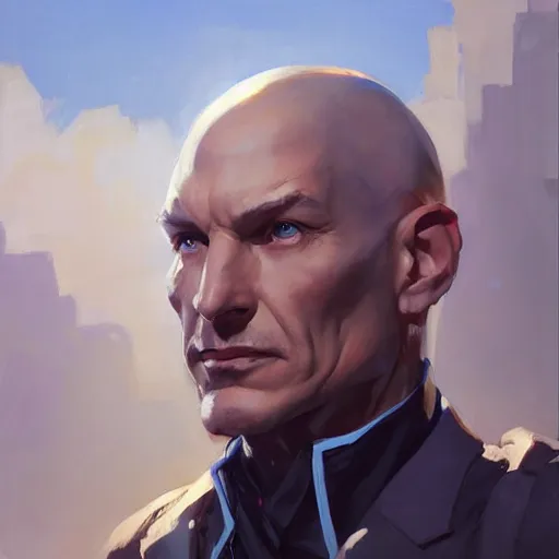 Prompt: Greg Manchess portrait painting of Professor X as Overwatch character, medium shot, asymmetrical, profile picture, Organic Painting, sunny day, Matte Painting, bold shapes, hard edges, street art, trending on artstation, by Huang Guangjian and Gil Elvgren and Sachin Teng