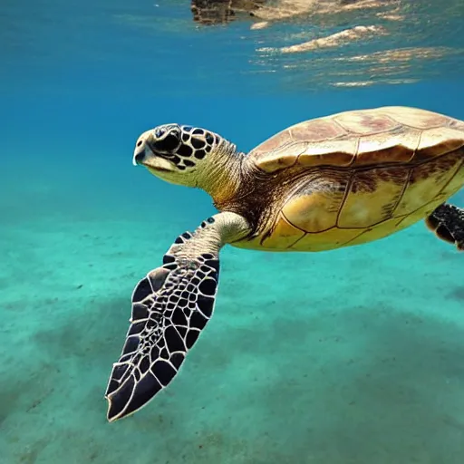 Prompt: turtle saluting underwater