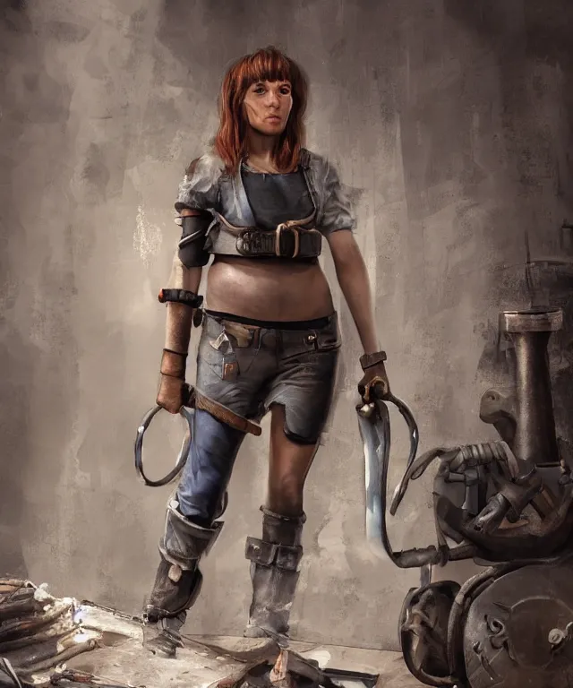 Image similar to the introverted female half - keplie blacksmith. her body is one half human - one half taking after her non - human ancestor. trending on artstation deviantart pinterest hyper detailed photorealistic hd 8 k post - processing high resolution