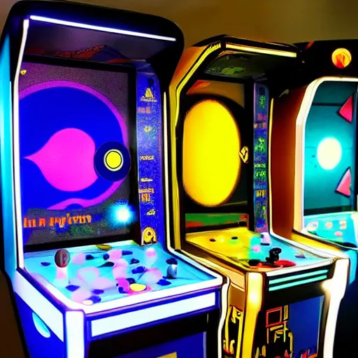 Prompt: pacman arcade machine, sun rays, hyperrealistic, photo realistic, realistic, beautiful white lighting, in the middle of the day, hyperdetailed, very detailed, good composition, rule of threes