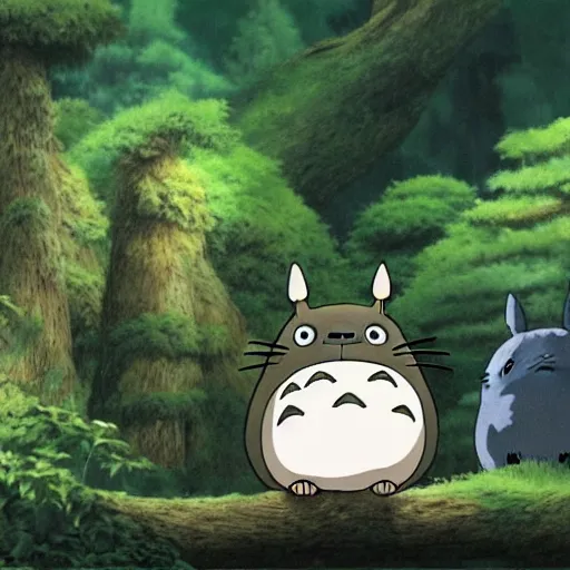 Image similar to totoro sleeping in the spirit forest made by studio ghibli, high quality, high details, smooth, 4 k