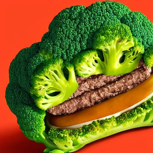 Image similar to promo art for the new broccoli burger from mcdonalds, uhd, 8k, award winning