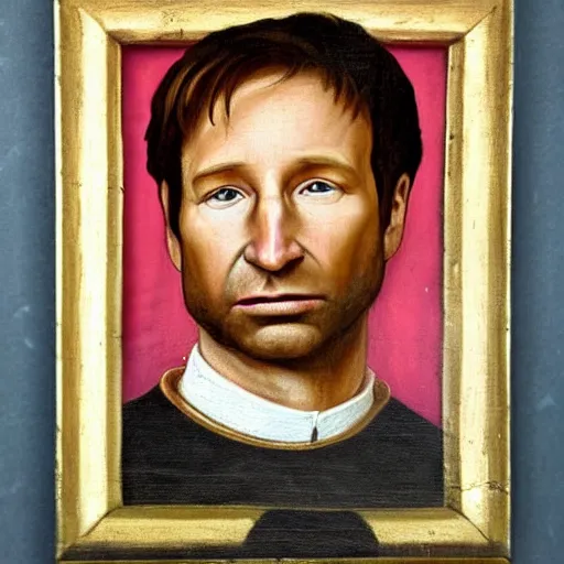 Image similar to a renaissance style portrait painting of David Duchovny