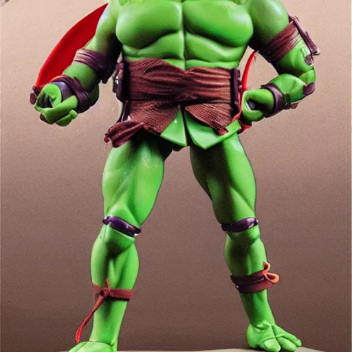 Prompt: packaging for a teenage mutant ninja turtle raphael neca toy