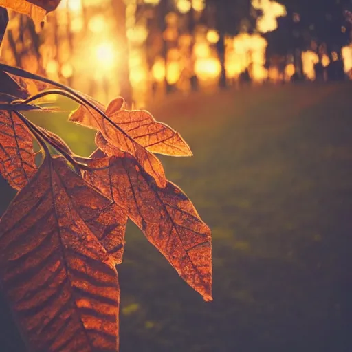 Prompt: animals made of leaves trees and vines, sunset magic hour backlit photography, bokeh