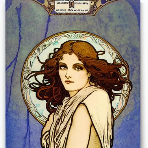 Prompt: beautiful angel by mucha