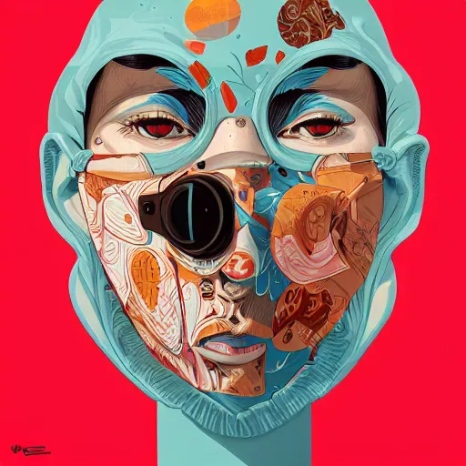 Prompt: portrait of people with sanitary mask, Tristan Eaton, artgerm, Victo Ngai, RHADS, ross draws