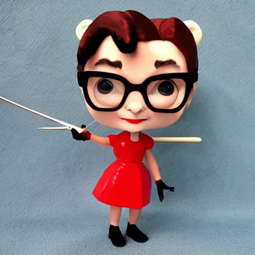 Prompt: audrey hepburn cos play bear outfit, stop motion vinyl action figure, plastic, toy, butcher billy style