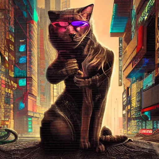 Image similar to cyberpunk cat