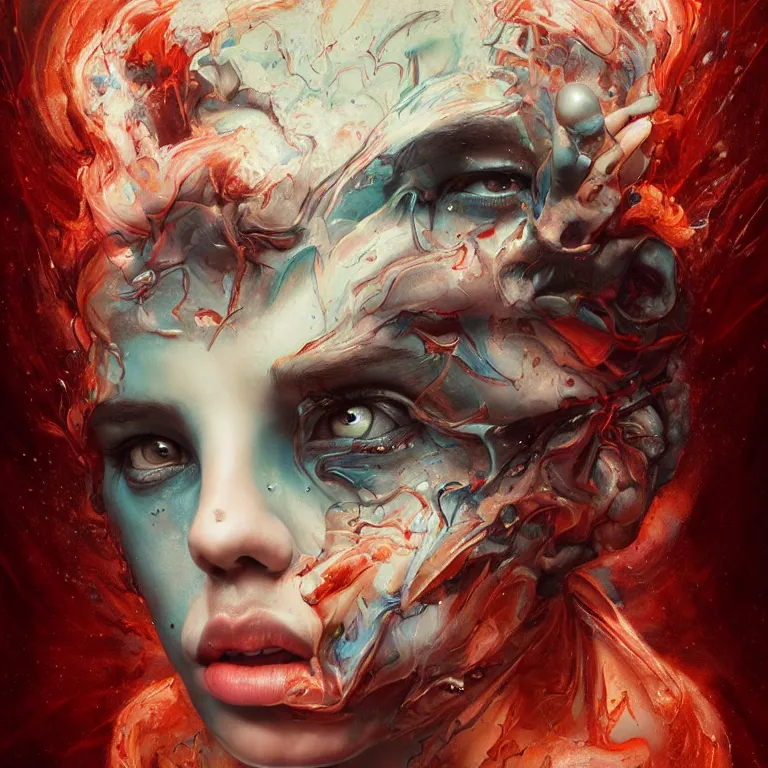 Image similar to dream portrait of the awakening of my 3rd eye,full character, melting ,8k,by tristan eaton,Stanley Artgermm,Tom Bagshaw,Greg Rutkowski,Carne Griffiths, Ayami Kojima, Beksinski, Giger,trending on DeviantArt,face enhance,hyper detailed,minimalist,horror, android, full of colour