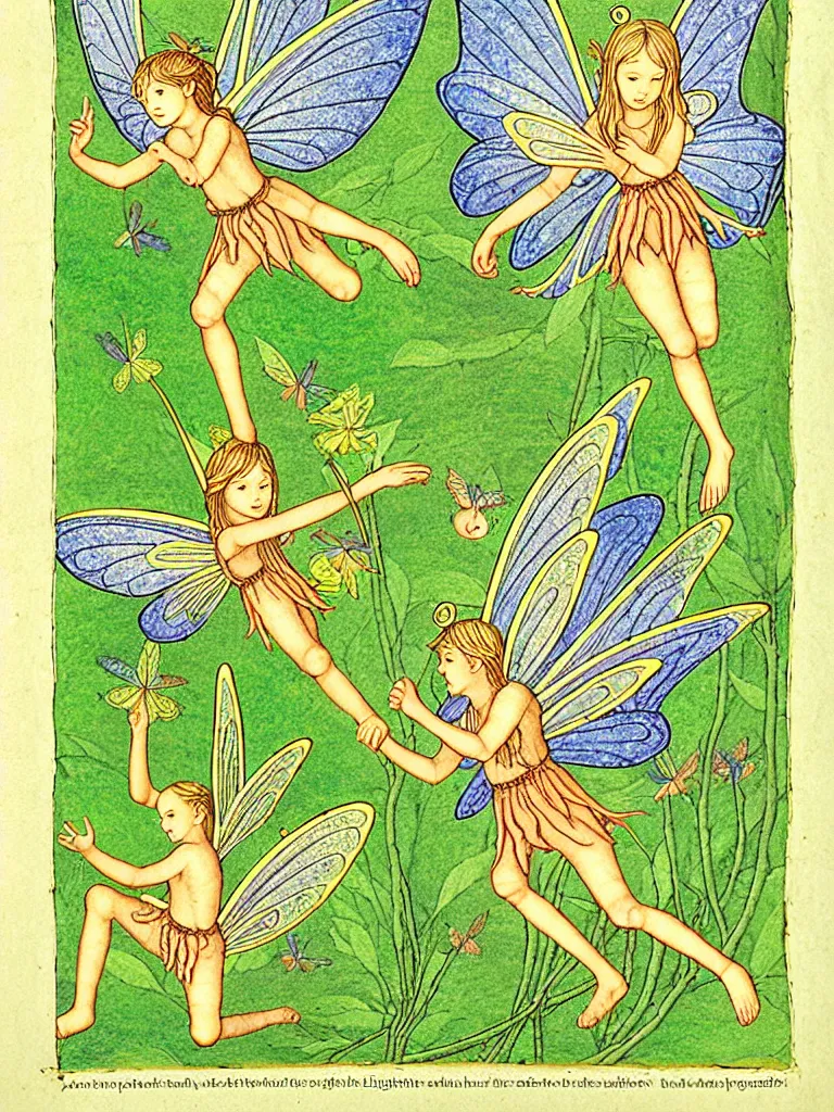 Prompt: an illuminated page from Encyclopedia of fairies,