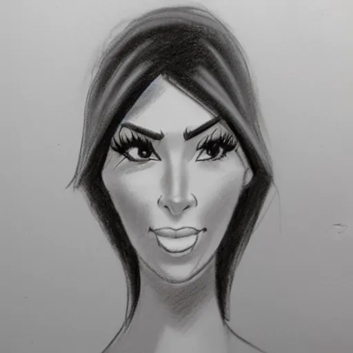 Image similar to milt kahl pencil sketch of kim kardashian