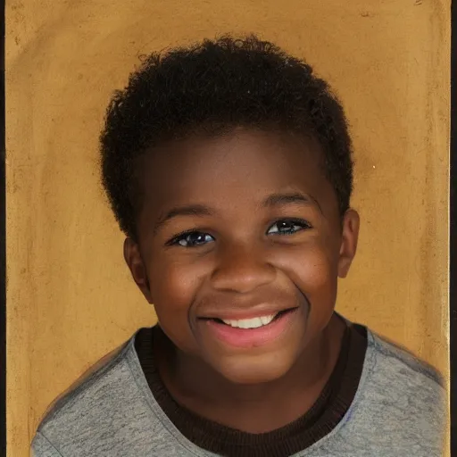 Prompt: portrait of a black boy smiling, studio portrait