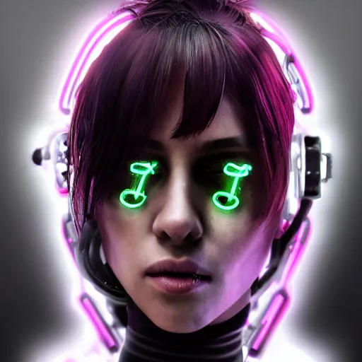 Prompt: detailed realistic female character cyberpunk wearing thick steel collar around neck, realistic, art, beautiful, 4K, collar, choker, collar around neck, punk, artstation, detailed, female, woman, choker, cyberpunk, neon, punk, collar, choker, collar around neck, thick collar, choker around neck, wearing choker, wearing collar, face, detailed face, neon makeup,