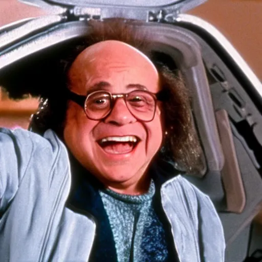 Image similar to A still of Danny Devito in Back to the Future (1985)